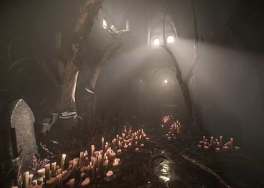 Total Chaos Dark Crypt with Candles and Tombstone