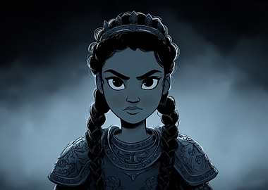 Warrior Queen Cartoon Portrait