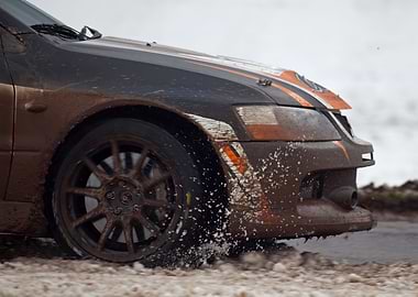 Muddy Rally Car in Action