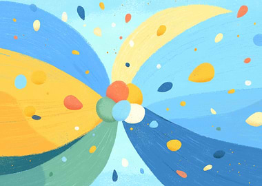 Abstract Colorful Swirl with Spheres