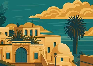 Tunisian Charm - Sidi Bou Said Architecture Print