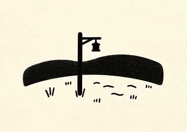 Minimalist Landscape with Lamp Post