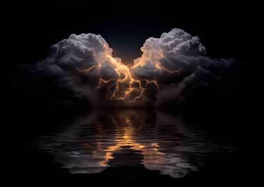 Stormy Clouds with Lightning Reflection