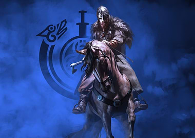 Viking Warrior on Horseback Digital Art