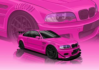 Pink bmw m3 e46 Illustration F