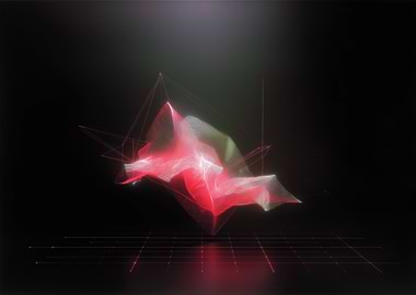 Abstract Red and White Wireframe Structure