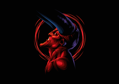 Red Devil with Horns Illustration