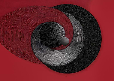 Abstract Circles on Red Background