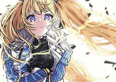 Anime Girl with Blonde Hair and Lightning