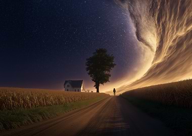 Rural Night Sky Landscape