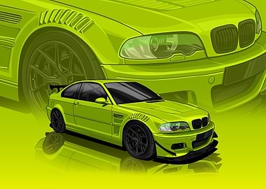 Lime Green bmw m3 e46 Illustration C