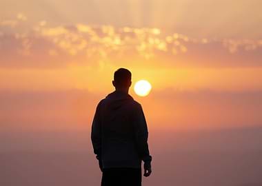 Man watching the sunset