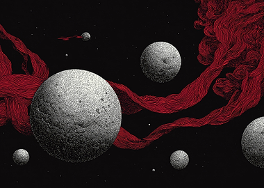 Planets and Red Nebulae in Space