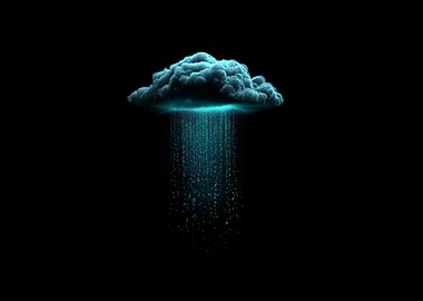 Glowing Cloud with Rain on Black