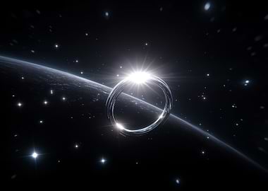 Space Ring Structure Orbiting Planet