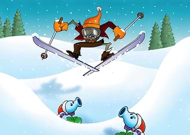 Plants vs Zombies Winter Skiing
