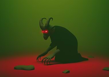 Horned Creature with Red Eyes