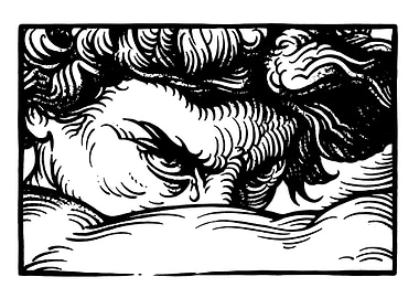 Monochrome Illustration of a Crying Figure