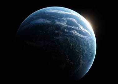 Earth from Space with Sunrise