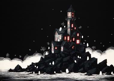 Haunted House on Rocky Coast