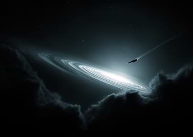 Spacecraft flying near a galaxy