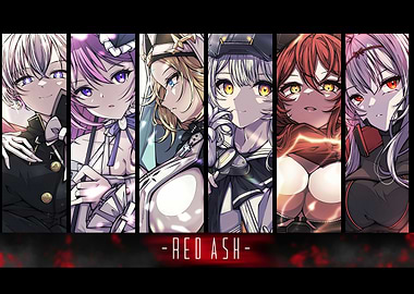 Red Ash Anime Character Collage