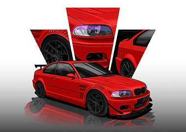 Red BMW E46 M3 Illustration 2