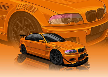 Orange BMW M3 E46 Illustration B