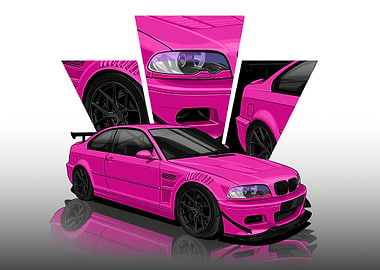 Pink bmw m3 e46 Illustration 1