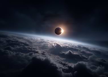 Solar Eclipse Over Earth From Space