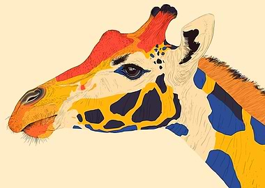 Colorful Giraffe Portrait