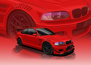 Red bmw m3 e46 Illustration E