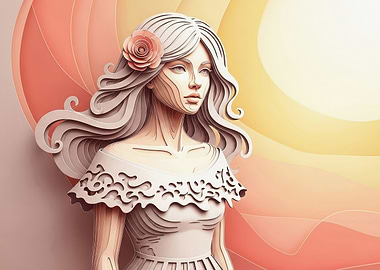 Elegant Paper Cut Woman Portrait