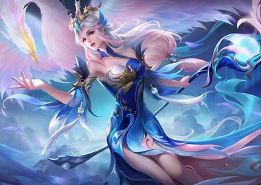 Fantasy Woman with Wings and Staff