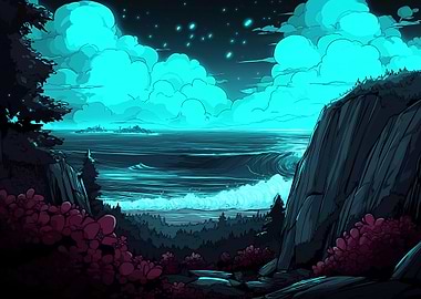 Turquoise Ocean View with Cliffs