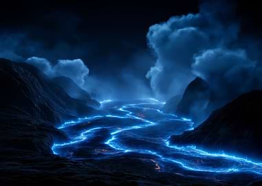 Blue Lava River Landscape