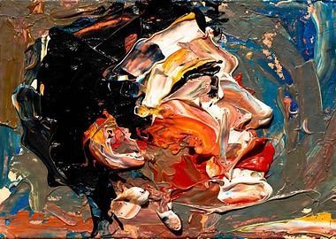 Abstract Portrait Painting with Thick Impasto