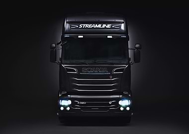 Black Scania Streamline Truck Front View