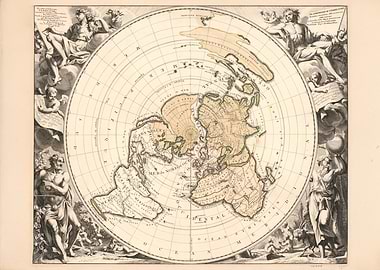 Antique World Map with Figures