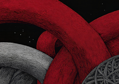 Abstract Red and Gray Interwoven Arches