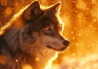 Wolf Portrait in Golden Light