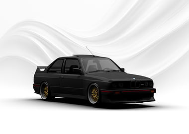 Black BMW E30 M3 on White