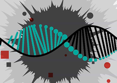 Abstract DNA Strand with Explosion Background