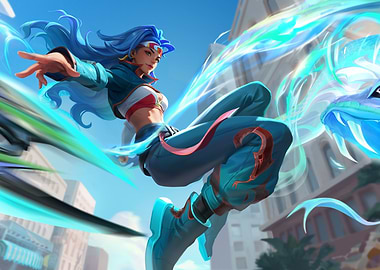 Dynamic Woman with Energy Serpent