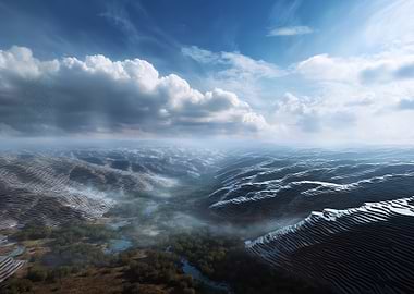 Layered Landscape with Clouds