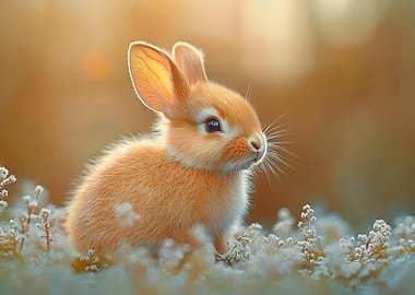 Cute Orange Bunny in a Field