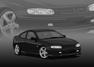 Black Holden Coupe 1998 Illustration