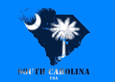 South Carolina USA Topographic Contour Relief Map blending terrain features into its emblematic colorful flag