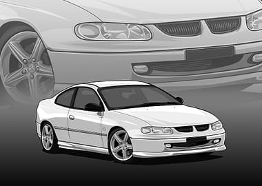 White Holden Coupe 1998 Illustration