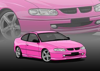 Pink Holden Coupe 1998 Illustration